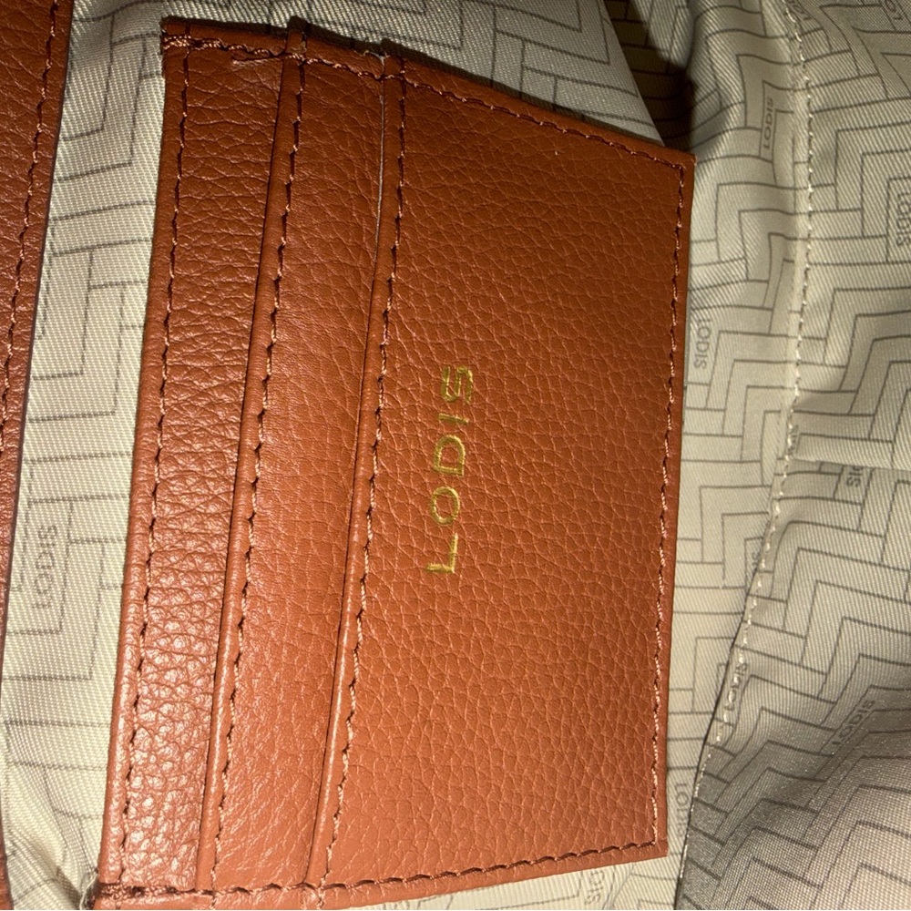 NEW Lodis Cognac Woven-Front Leather Shoulder Bag - Picture 6 of 9